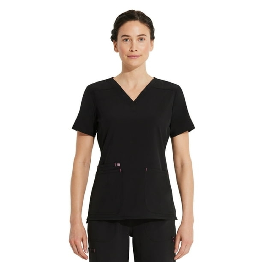 Scrubstar Black V Neck Short Sleeve V-Neck Scrub Top Size Medium